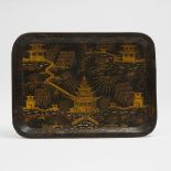 Enlgish Regency Chinoiserie Papiér Maché Tea Tray, c.1820, 22.2 x 30.3 in — 56.5 x 77 cm