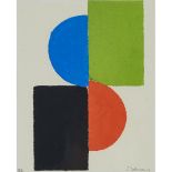 Sonia Delaunay 1885–1979), UNTITLED, Colour pochoir and gouache on paper; signed in pencil bottom ri