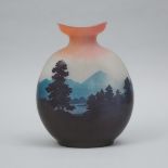 Gallé Cameo Glass Landscape Large 'Pilgrim' Vase, c.1900, height 13 in — 33 cm