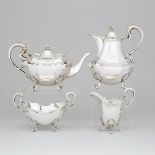 Scottish Silver Tea Service, John Fettes and Lawson & Co., Glasgow, 1908/09, hot water pot height 8.