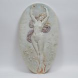 French Art Nouveau Marble Relief Oval Architectural Panel, late 19th century, 39.5 x 22 in — 100.3 x