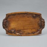 Natualistic Art Nouveau Walnut Tea Tray, c.1900