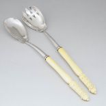 Pair of Victorian Silver Salad Servers, Atkin Bros., Sheffield, 1876, length 12.2 in — 31 cm (2 Piec