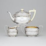 George III Silver Tea Service, John Emes, London, 1805, teapot height 5.9 in — 15 cm (3 Pieces)