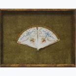 Frame Cased Petite French Painted Bone Fan, 19th century, width 11.25 in — 28.6 cm; 14.6 x 19.1 in —