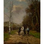 Johan Frederik Cornelis Scherrewitz (1865-1951), FARMER LEADING A HORSE DRAWN WAGON, Oil on panel; s