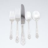 American Silver 'Rosepoint' Pattern Flatware Service, Wallace Silversmiths, Wallingford, Ct., 20th c