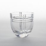 Orrefors Cut Glass Vase, Gunnar Cyrén, 20th century, height 8.5 in — 21.5 cm, diameter 8.5 in — 21.5