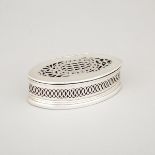 Silver Pierced Oval Box, late 18th century and later, length 5.6 in — 14.3 cm
