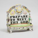 Staffordshire Pearlware Tableau Mantel Ornament, 'PREPARE TO MEET THY GOD', c.1830, 10.6 x 10.6 in —