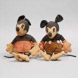 Set of Mickey and Minnie Mouse Cotton, Linen and Silk Dolls, c.1935, height 16 in — 40.6 cm (2 Piece
