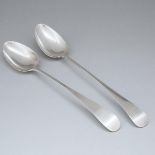 Two George III Silver Old English Pattern Serving Spoons, Hester Bateman and Thomas Wallis II, Londo