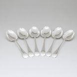 Six English Silver Old English Pattern Table Spoons, Frank Cobb & Co., Sheffield, 1926, length 8.5 i