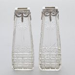 Pair of Silver Mounted Cut Glass Vases, probably Russian, 20th century, height 5.5 in — 14 cm (2 Pie