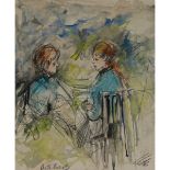 Attributed to Berthe Morisot (1841–1895), DEUX FEMMES AU JARDIN, Watercolour and pencil on heavy pap