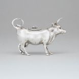 German Silver Cow Creamer, probably Hanau, early 20th century, length 4.4 in — 11.2 cm