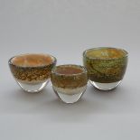 Toan Klein (American/Canadian, b.1949), Three Internally Decorated Glass Bowls, 1978, largest diamet