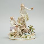 Meissen Figure Group of the Capture of a Triton, late 19th century, height 12 in — 30.5 cm