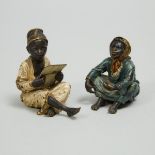 Two Franz Bergman Cold Painted Bronze Figures of Moorish Children, 19th century, height 3.1 in — 8 c