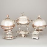 Group of Old Sheffield and Victorian Plate, 19th century, soup tureen height 10 in — 25.5 cm (6 Piec