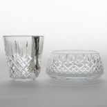 Waterford 'Lismore' Cut Glass Bowl and Ice Bucket, 20th century, largest diameter 9.4 in — 24 cm (2