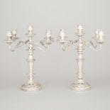 Pair of American Silver Plated Five-Light Candelabra, Barbour Silver Co., late 19th/early 20th cen