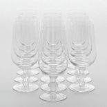 'Saint-Hubert', Thirteen Lalique Wine Glasses, post-1945, height 6.7 in — 17 cm