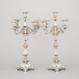 Pair of Continental Silver Plated Five-Light Candelabra, late 19th century, height 21.4 in — 54.3 cm