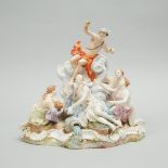 Meissen Figure Group of Mercury Confiding the Infant Bacchus to the Nymphs, late 19th century, heigh
