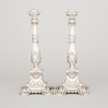 Pair of German Silver Table Candlesticks, Sackermann, Hessenberg & Co., Frankfurt, mid-19th century,