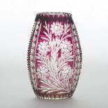 Bohemian Amethyst Overlaid and Cut Glass Vase, 20th century, height 12 in — 30.6 cm