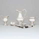 Group of Mainly Georgian and Victorian Silver, 19th century, larger jug height 6.9 in — 17.4 cm (6 P