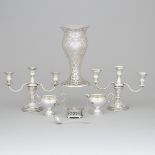 Group of Mainly North American Silver, 20th century, candelabra height 7.3 in — 18.5 cm (7 Pieces)