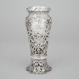 German Silver Openwork Vase, Storck & Sinsheimer, Hanau, c.1900, height 8.5 in — 21.6 cm