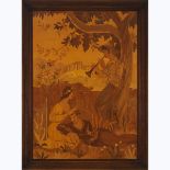 Large French Romantic Marquetry Picture by Pierre Rosenauc. c.1900, 53.25 x 39.75 in — 135.3 x 101 c
