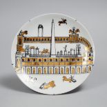 Piero Fornasetti Roman Architectural Plate, 20th century, diameter 10 in — 25.5 cm