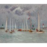 André Hambourg (1909-1999), TEMPS CONVERT SUR LA TOUQUES (DEAUVILLE), Oil on canvas; signed lower le