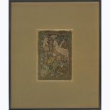 Pair of French Art Nouveau Embossed Prints on Glazed Linen, after Alphonse Mucha (1860-1939), early