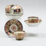 Six Chamberlains Worcester Japan Pattern Tea Cups and Saucers, early 19th century, saucer diameter 5