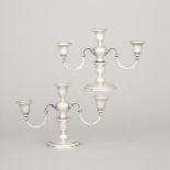 Pair of Canadian Silver Three-Light Candelabra, Henry Birks & Sons, Montreal, Que., 1955, height 7.4