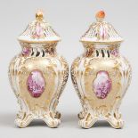Pair of Helena Wolfsohn, Dresden Potpourri Vases and Covers, late 19th century, height 8.7 in — 22 c