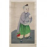 After Lang Shining (Giuseppe Castiglione, 1688-1768), Portrait of a Boy, 郎世宁 (款)(1688 - 1768) 童子 设色纸