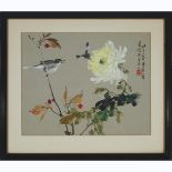 Zhang Shuqi (1901-1957), Bird, Butterfly, and Peony, 张书旂 (1900-1957) 杞菊延年 设色纸本 镜框, out of frame 10.5