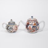 Two Rare Chinese Export Gilt Imari Lidded Teapots, Yongzheng Period, 雍正时期 罕见中国外销伊万里庭院山水纹茶壶两只, larges