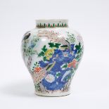 A Chinese Wucai 'Birds and Flowers' Vase, 中国五彩花鸟纹瓶, height 11.4 in — 29 cm