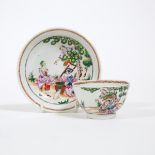 A Chinese Export 'European Subject' Cup and Saucer, Qianlong Period, 18th Century, 乾隆时期 十八世纪 中国外销西洋人