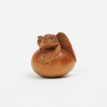 A Boxwood Netsuke of Tengu no Tamago, 18th Century or Later, 1.3 x 1.4 in — 3.2 x 3.5 cm