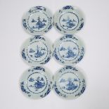 A Set of Six 'Leaping Boy' Pattern Saucer Dishes from the Nanking Cargo, Qianlong Period, Circa 1750