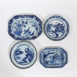 A Group of Four Chinese Export Blue and White Plates, Qianlong Period, 18th Century, 乾隆时期 十八世纪 中国外销青