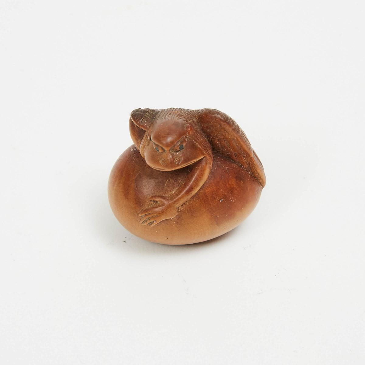 A Boxwood Netsuke of Tengu no Tamago, 18th Century or Later, 1.3 x 1.4 in — 3.2 x 3.5 cm - Image 2 of 3